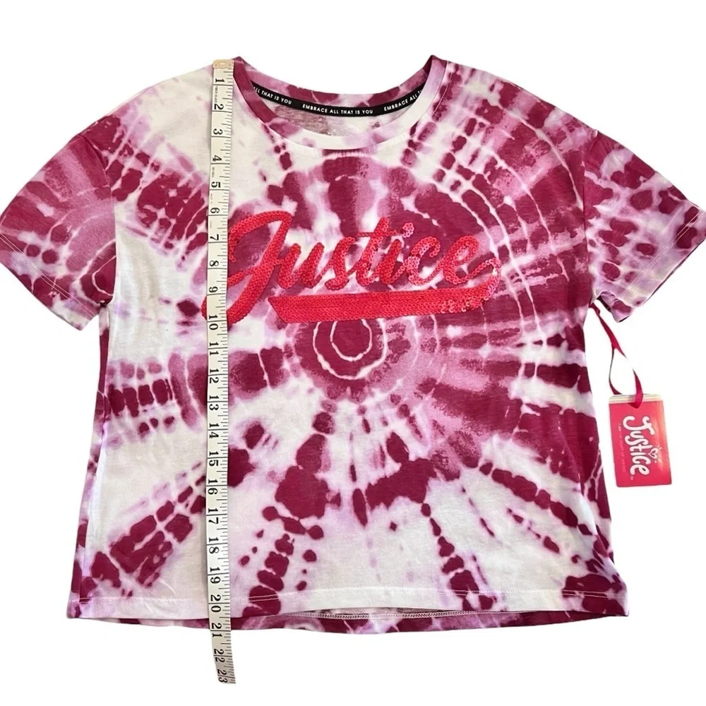 NWT Justice Sequin Tie-Dye Pink Cropped Top